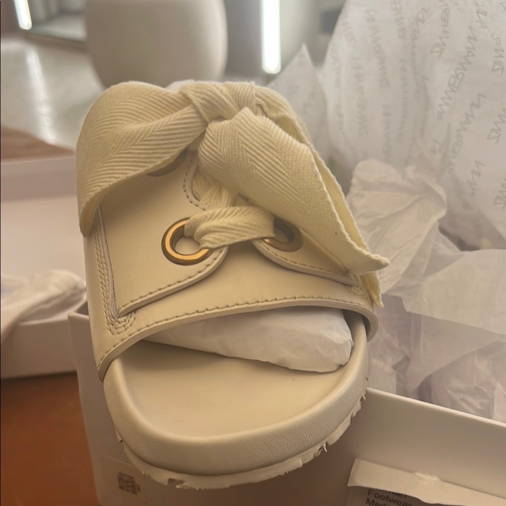 Zimmermann Cream Sandals with Bow Detail and Cushioned Sole